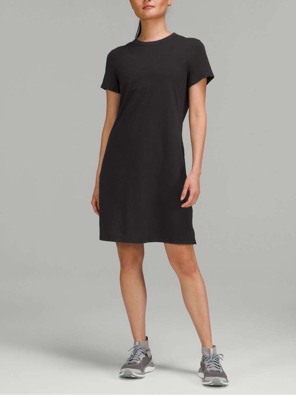 Lululemon Black Cotton Blend T-Shirt Dress Size 10 Classic Fit Stretch